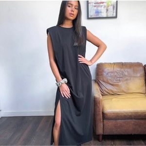 Weekday black minimalist dress with shoulder pad